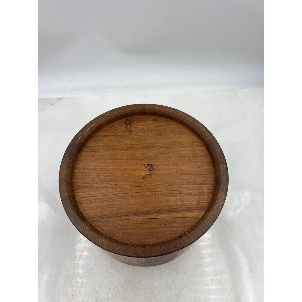 Dansk Teak Ice Bucket Mid Century Modern Barrel Lid Danish Denmark Wood Barware